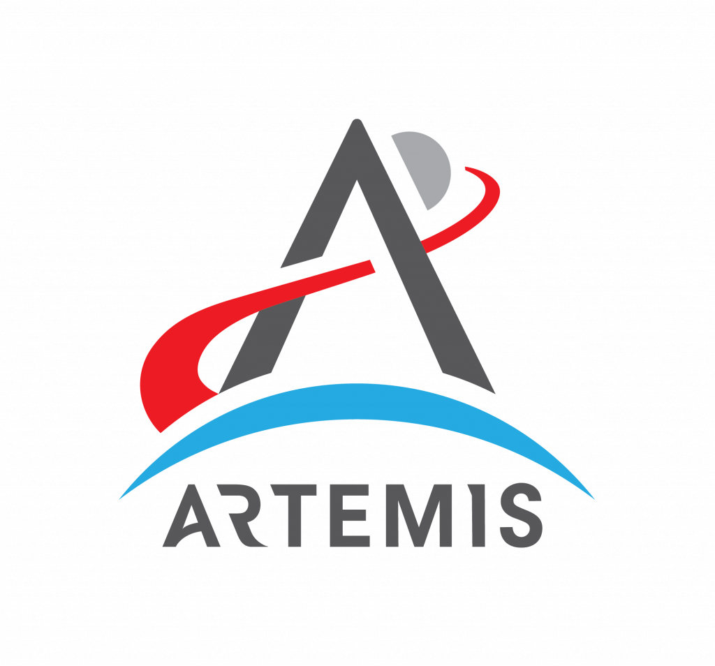 Nasa's Artemis Logo with a grey A underlined in blue
